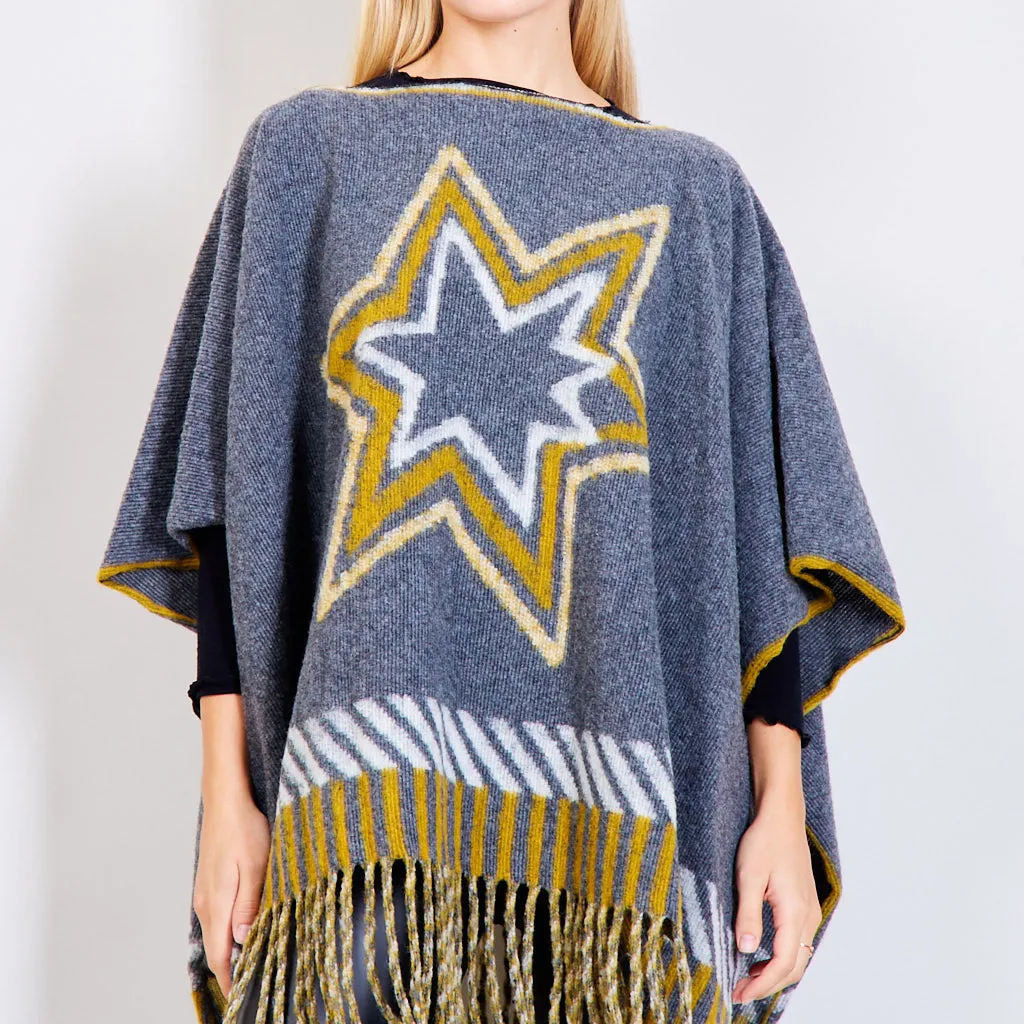 Poncho with star pattern wholesale