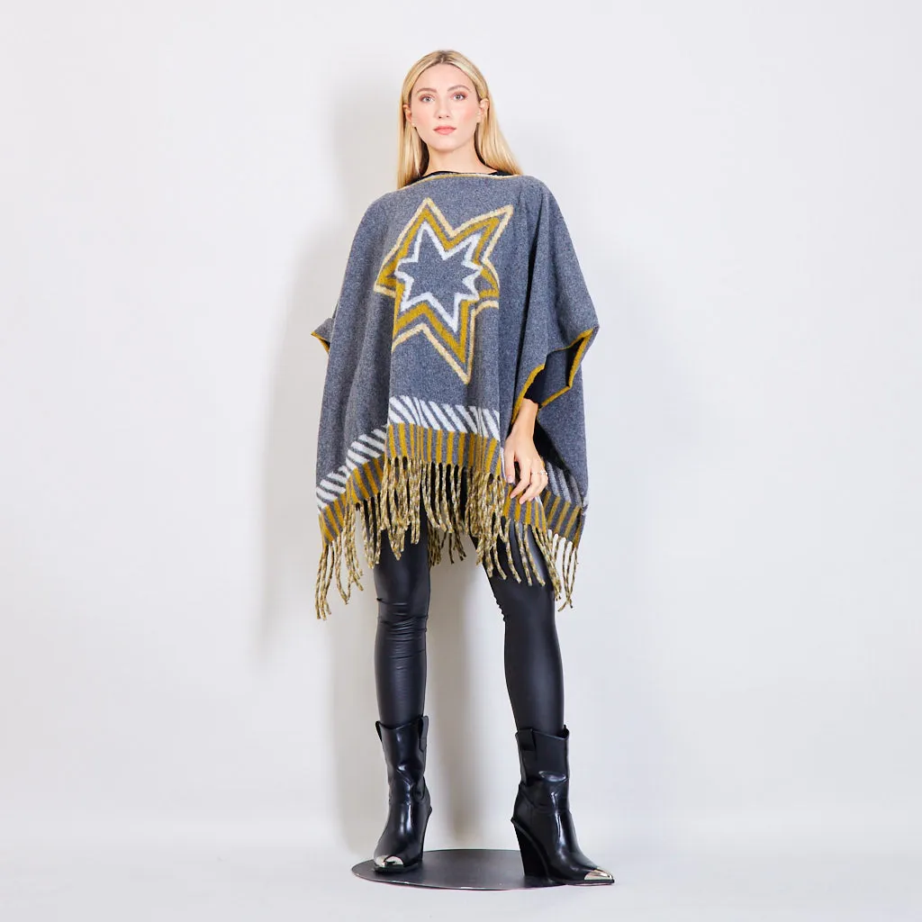 Poncho with star pattern wholesale