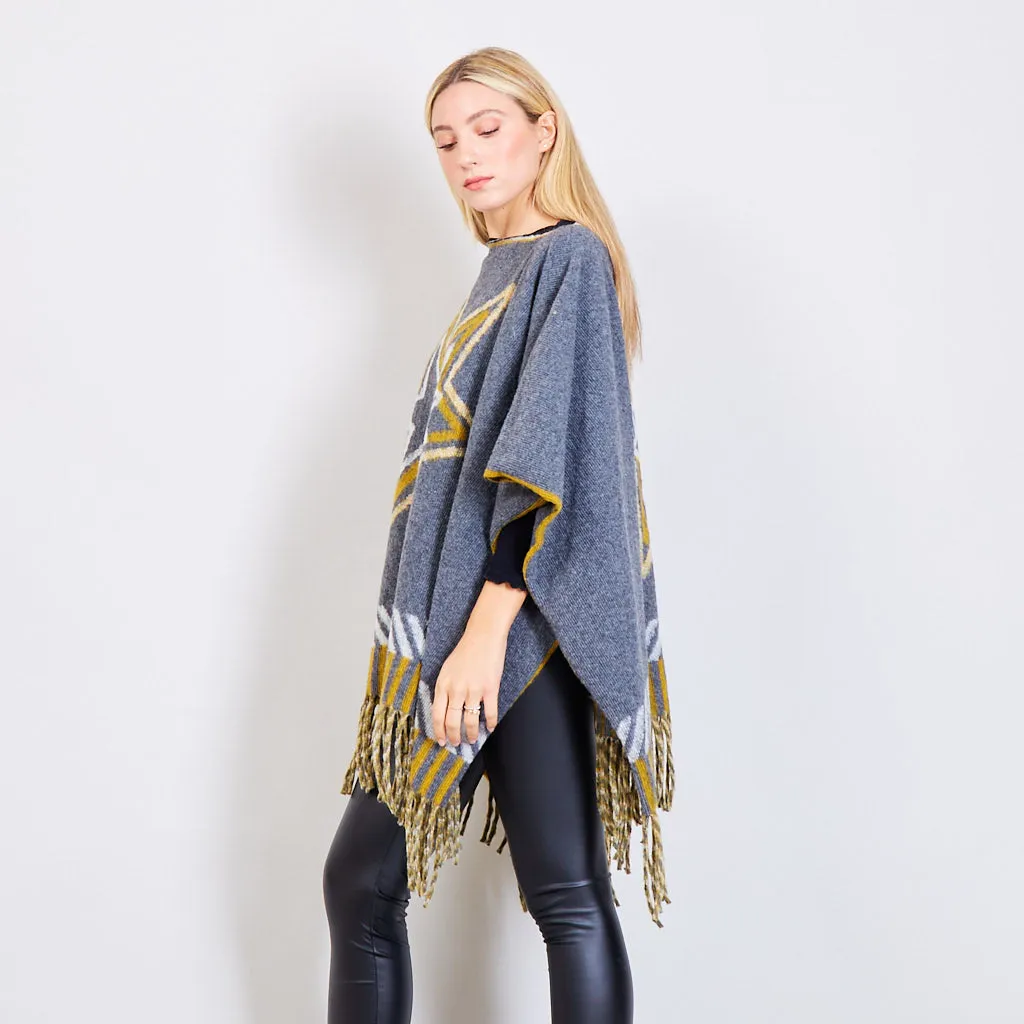 Poncho with star pattern wholesale