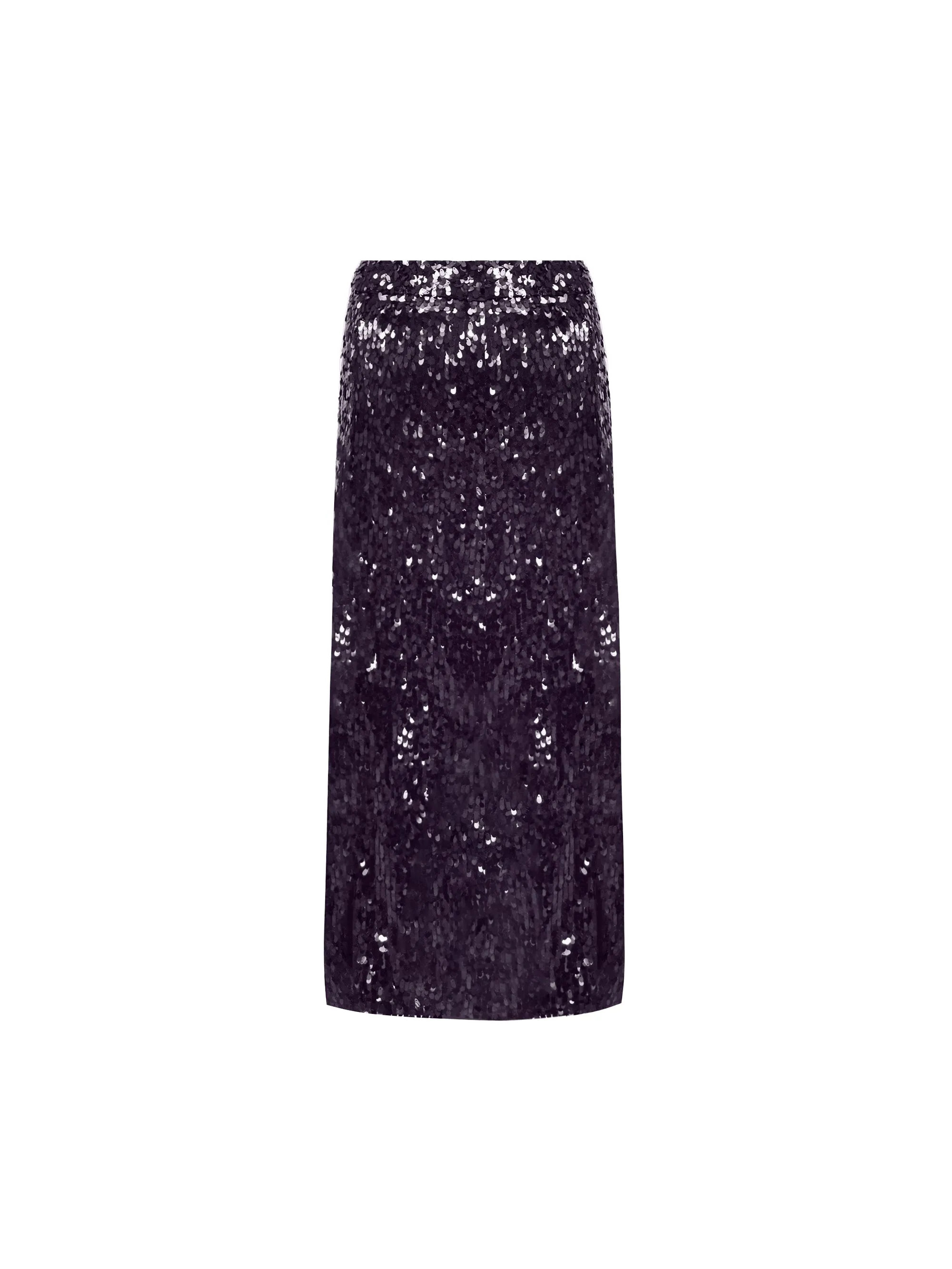 Purple Sequin Split Front Skirt