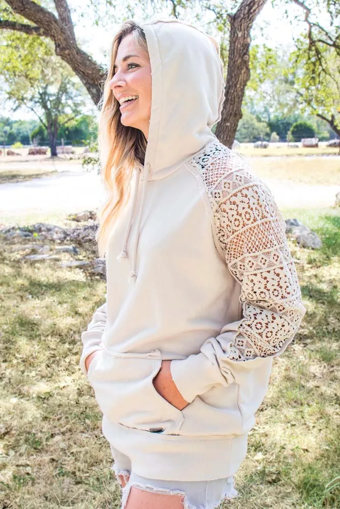 "Chaparral" Hoody Tan w/ Crochet Mesh