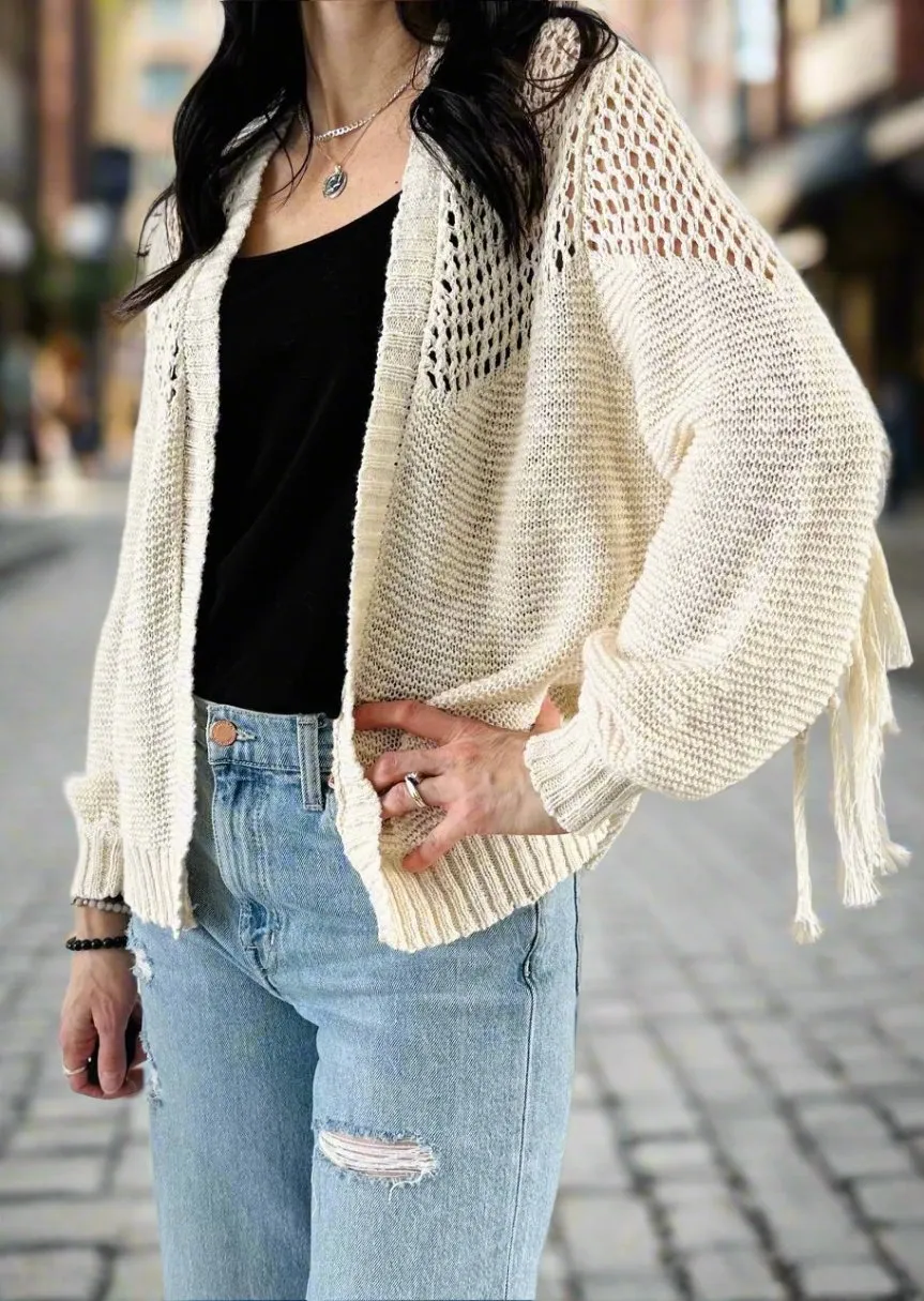 RILLO FRINGE CARDIGAN SWEATER