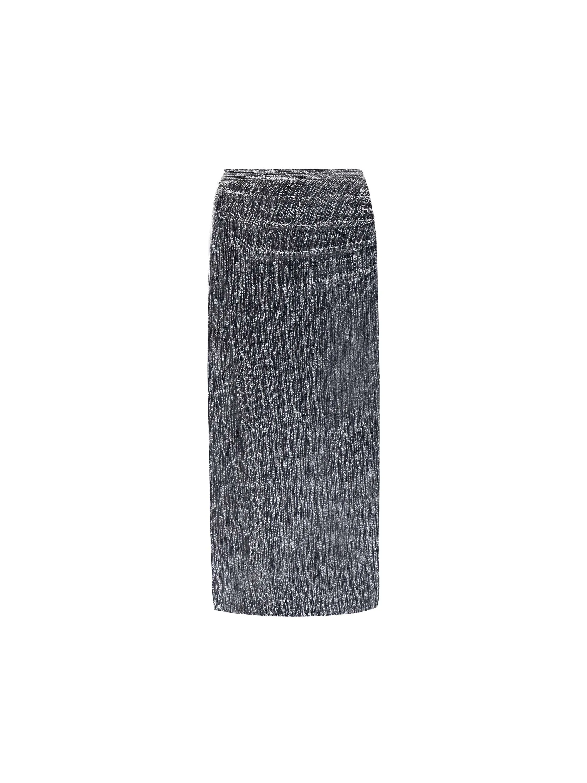 Silver Sparkle Jersey Ruched Side Skirt