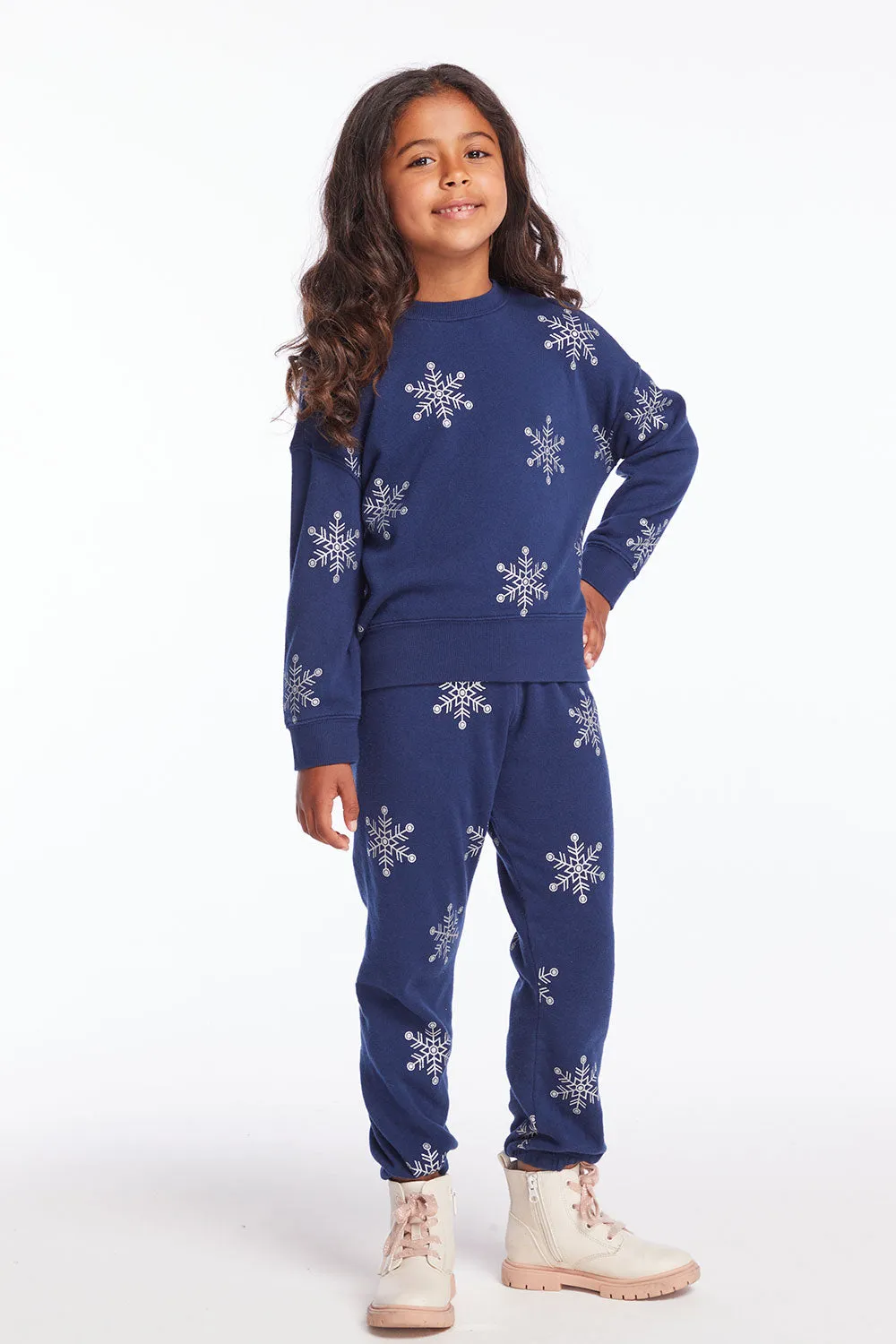 Slim Slouchy Avalon Snow Flake Girls Sweatpants