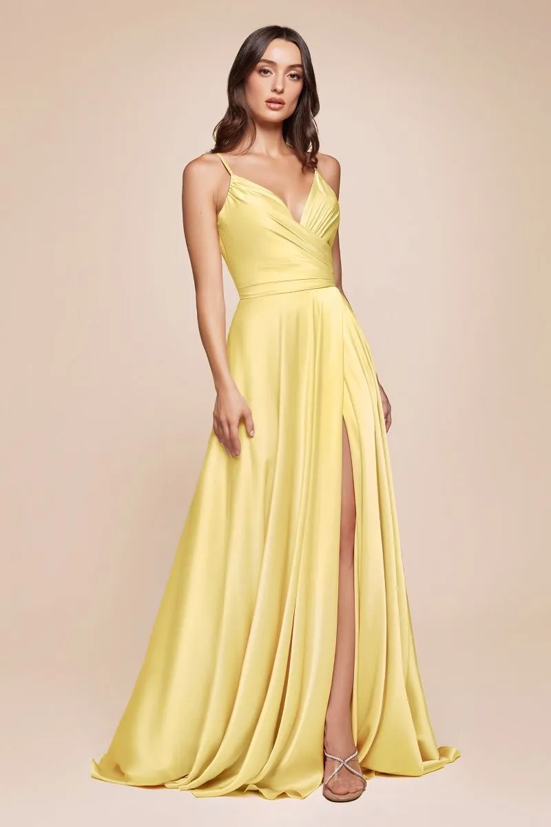 Tender Heart | Soft Satin A Line Sweetheart Neckline with Slit | LaDivine 7485