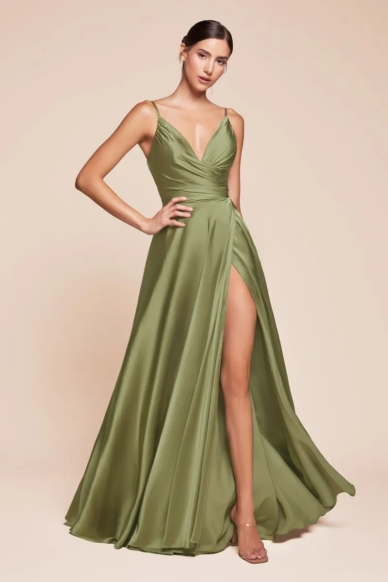 Tender Heart | Soft Satin A Line Sweetheart Neckline with Slit | LaDivine 7485