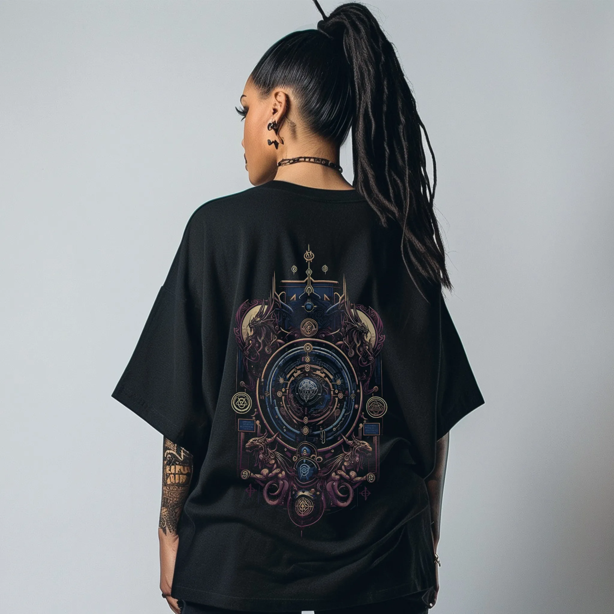 Unisex Oversized Graphic Tees Mechanical Mysticism T-Shirt