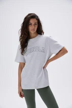 Varsity Stitch Oversized Short Sleeve T-shirt - Light Grey Melange/Black