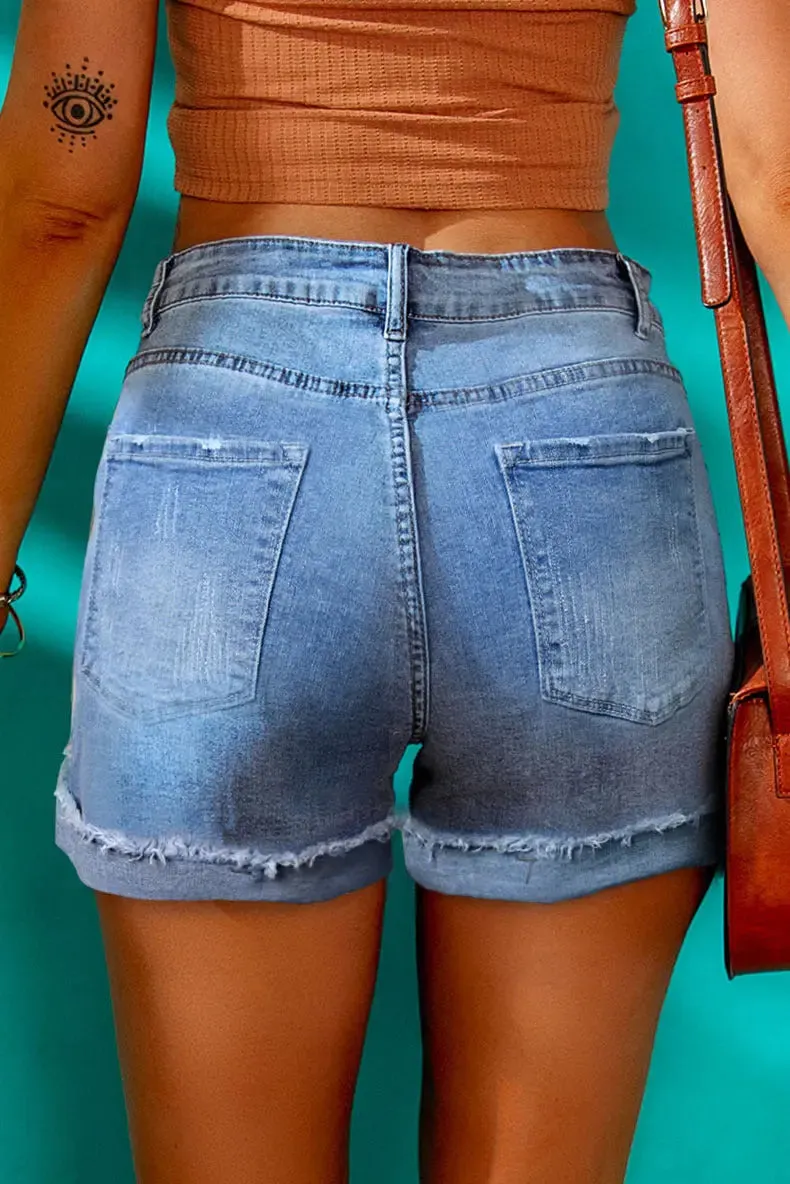 Washed & Frayed Casual Shorts