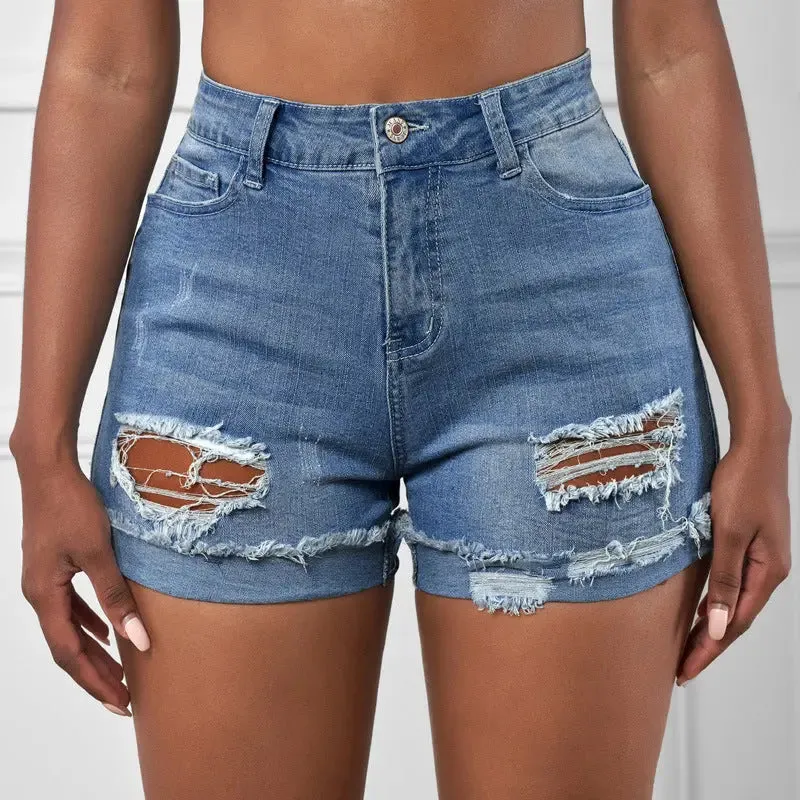 Washed & Frayed Casual Shorts