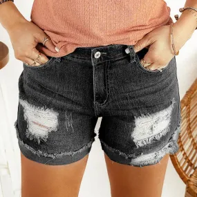 Washed & Frayed Casual Shorts