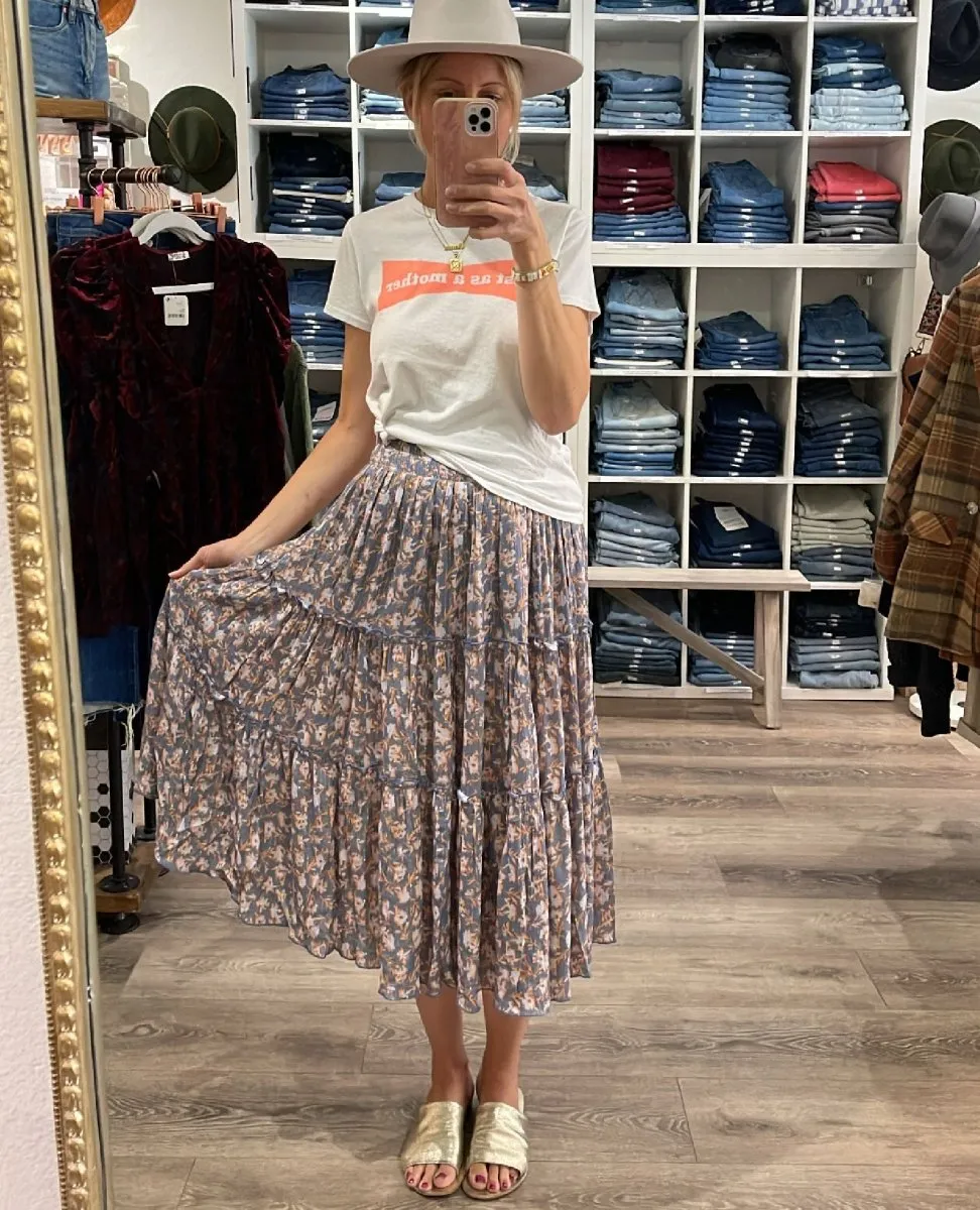 Wildflower Rooftop Skirt Stonewash