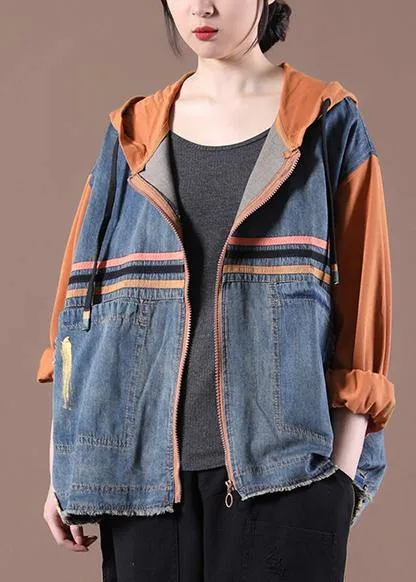 Women Orange Work Outfits Patchwork Spring Coats