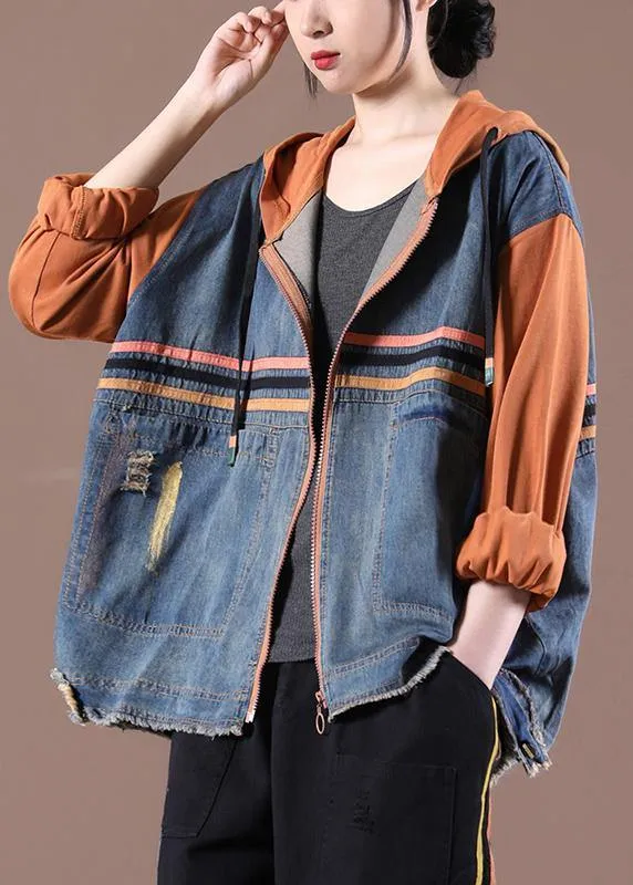 Women Orange Work Outfits Patchwork Spring Coats