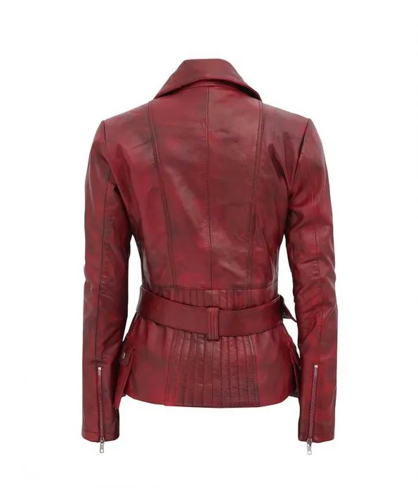 Women's Asymmetrical Distressed Leather Jacket